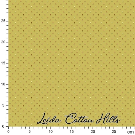 Tela para patchwork con puntos de colores en rombo sobre rosa fresa