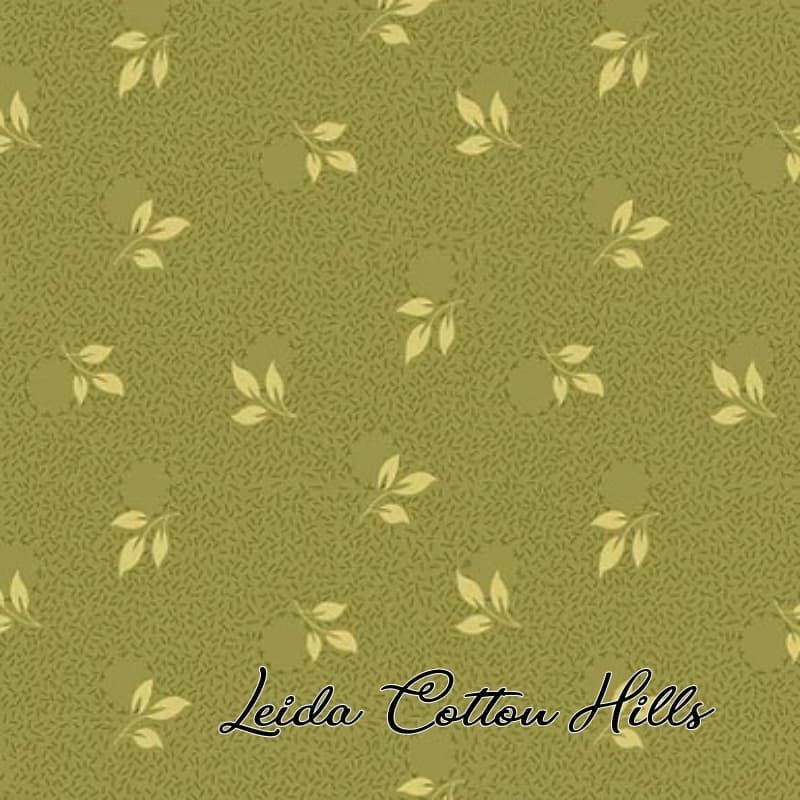 Tela para patchwork con hojas en verde oliva ∙ Leida Cotton Hills