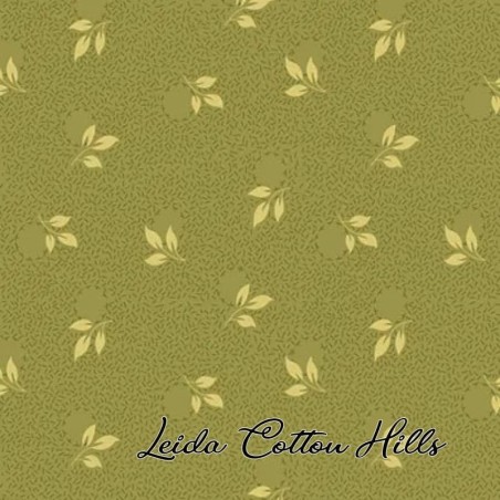 Tela para patchwork con hojas en verde oliva ∙ Leida Cotton Hills