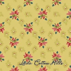 Tela para patchwork con hojas de arce y flores sobre color pera ∙ Leida Cotton Hills