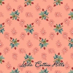 Tela para patchwork con hojas de arce y flores sobre rosa ∙ Leida Cotton Hills