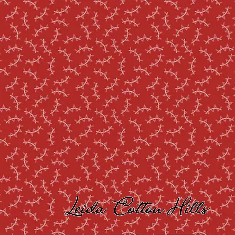 Tela para patchwork con dibujo zigzag sobre rojo ∙ Leida Cotton Hills