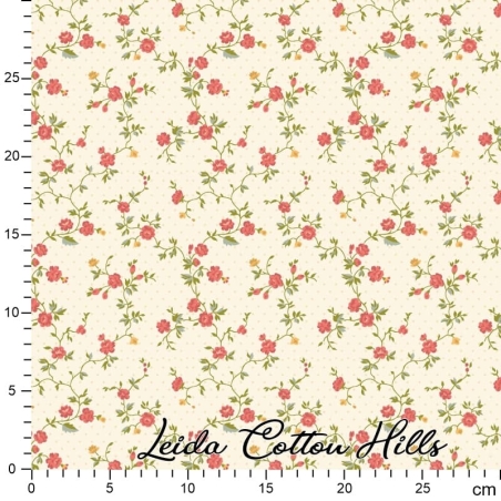 Tela para patchwork con enredadera con hojas con flores