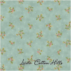 Tela para patchwork con ramitas con florecitas sobre turquesa ∙ Leida Cotton Hills