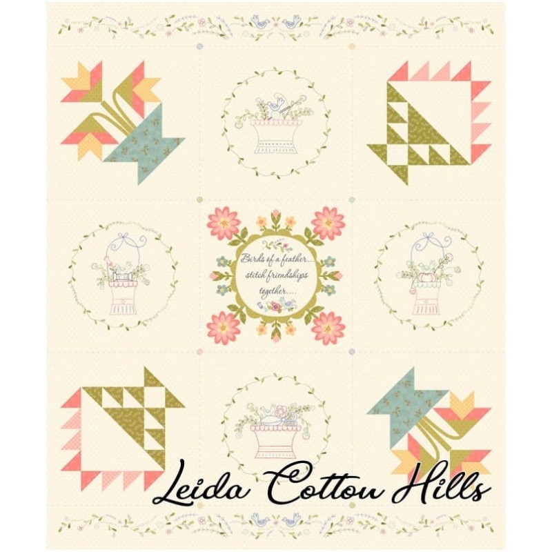 Panel bloques de patchwork y bordado ∙ Leida Cotton Hills