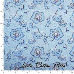 Tela para patchwork con flores en tonos azules