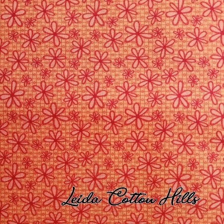 Tela para patchwork con flores naranjas ∙ Leida Cotton Hills