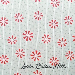 Tela para patchwork con flores rojas sobre gris ∙ Leida Cotton Hills