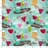 Tela para patchwork con copas de bebidas festivas