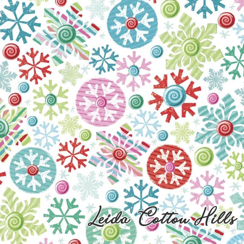 Tela para patchwork con copos de nieve de colores ∙ Leida Cotton Hills