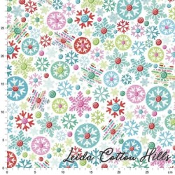 Tela para patchwork con copos de nieve de colores