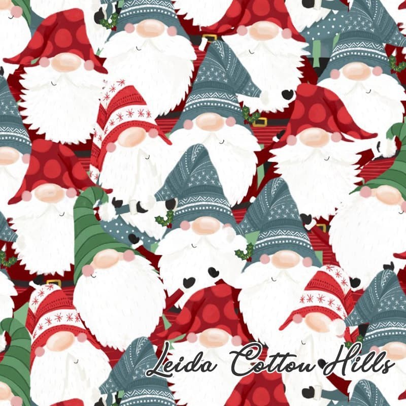 Tela para patchwork con gnomos amontonados ∙ Leida Cotton Hills