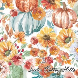 Tela para patchwork con calabazas y flores ∙ Leida Cotton Hills