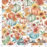 Tela para patchwork con calabazas y flores