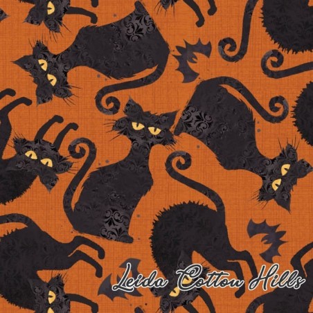 Tela para patchwork con gatos negros ∙ Leida Cotton Hills