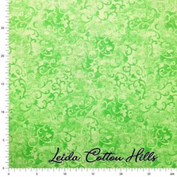 Tela para patchwork con estampado de enredadera en verde