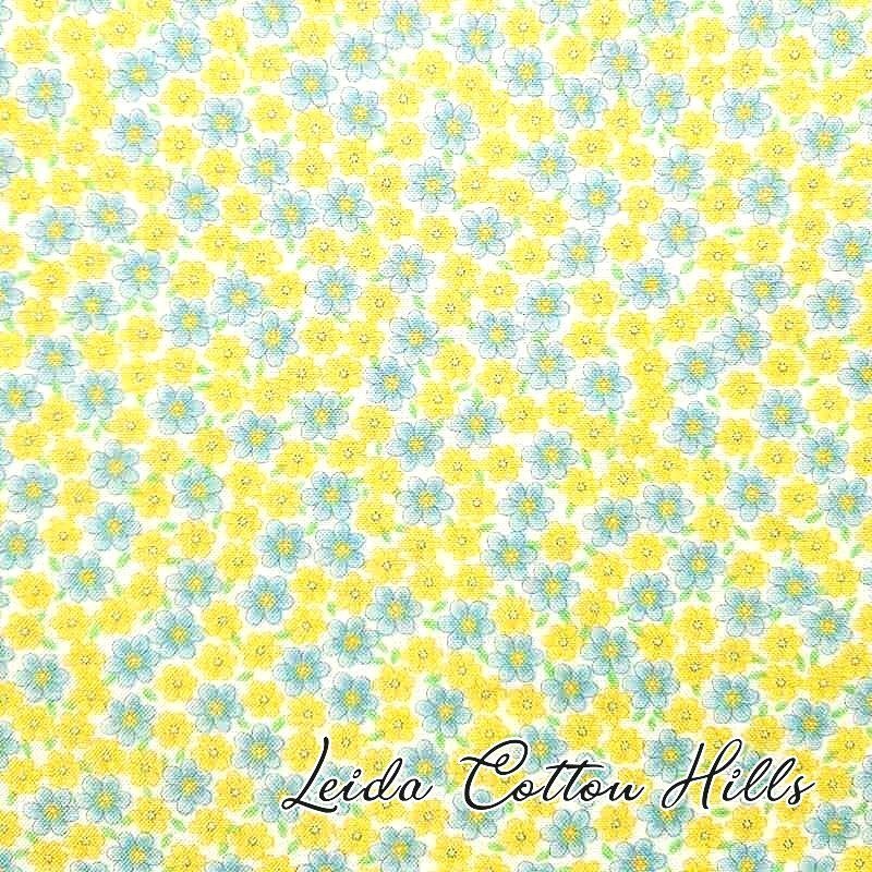 Tela para patchwork con florecitas amarillas y azules ∙ Leida Cotton Hills