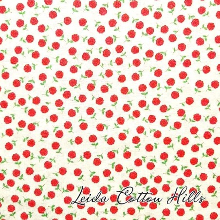 Tela para patchwork con estampado pequeñito de rosas rojas ∙ Leida Cotton Hills