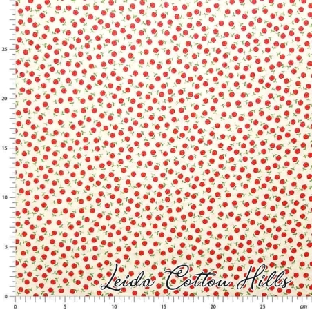 Tela para patchwork con estampado pequeñito de rosas rojas