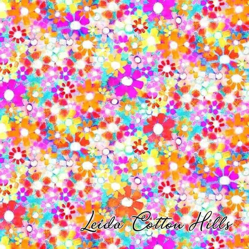 Tela para patchwork con flores multicolor ∙ Leida Cotton Hills