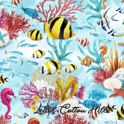 Tela para patchwork con peces del fondo marino ∙ Leida Cotton Hills