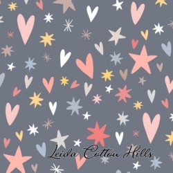 Tela para patchwork con estrellas y corazones de colores ∙ Leida Cotton Hills