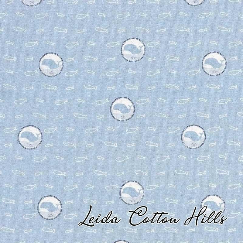 Tela para patchwork con pececitos y ballenas ∙ Leida Cotton Hills