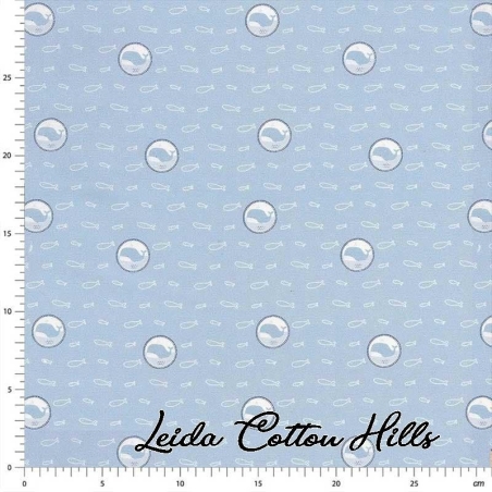 Tela para patchwork con pececitos y ballenas DESCUENTO -40 %