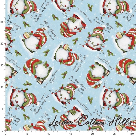 Tela para patchwork con gnomos con guirnalda de luces DESCUENTO -40 %