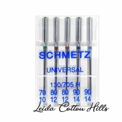 Aguja universal surtido 70-80-90 con talón plano para máquina doméstica de Schmetz ∙ Leida Cotton Hills