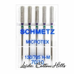 Aguja microtex 70/10 con talón plano para máquina doméstica de Schmetz ∙ Leida Cotton Hills