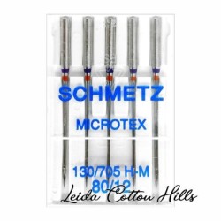 Aguja microtex 80/12 con talón plano para máquina doméstica de Schmetz ∙ Leida Cotton Hills