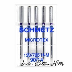 Aguja microtex 90/14 con talón plano para máquina doméstica de Schmetz ∙ Leida Cotton Hills