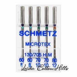 Aguja microtex surtido 60-70-80 con talón plano para máquina doméstica de Schmetz ∙ Leida Cotton Hills