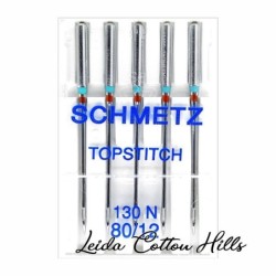 Aguja para pespunte 80/12 con talón plano para máquina doméstica de Schmetz ∙ Leida Cotton Hills