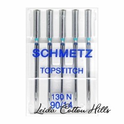 Aguja para pespunte 90/14 con talón plano para máquina doméstica de Schmetz ∙ Leida Cotton Hills