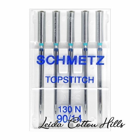Aguja para pespunte 90/14 con talón plano para máquina doméstica de Schmetz ∙ Leida Cotton Hills