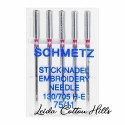 Aguja para bordar 75/11 con talón plano para máquina doméstica de Schmetz ∙ Leida Cotton Hills