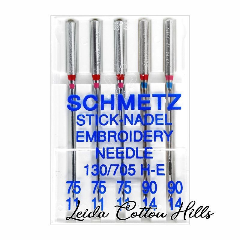 Aguja para bordar surtido 75-90 con talón plano para máquina doméstica de Schmetz ∙ Leida Cotton Hills Aguja para bordar surtido 75-90 con talón plano para máquina doméstica de Schmetz ∙ Leida Cotton Hills