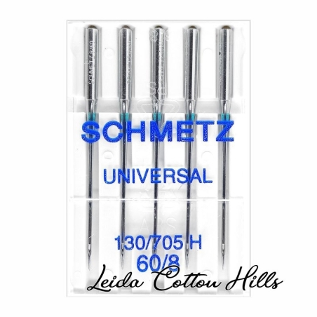 Agujas universal 60/8 con talón plano para máquina doméstica de Schmetz ∙ Leida Cotton Hills