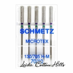 Agujas microtex 70/10 con talón plano para máquina doméstica de Schmetz ∙ Leida Cotton Hills