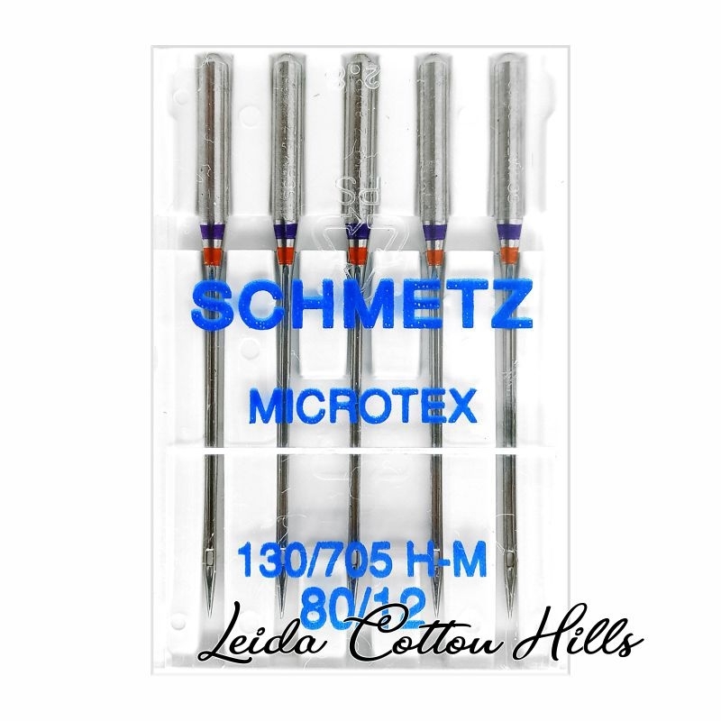 Agujas microtex 80/12 con talón plano para máquina doméstica de Schmetz ∙ Leida Cotton Hills
