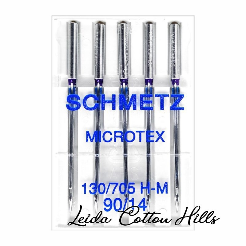 Agujas microtex 90/14 con talón plano para máquina doméstica de Schmetz ∙ Leida Cotton Hills
