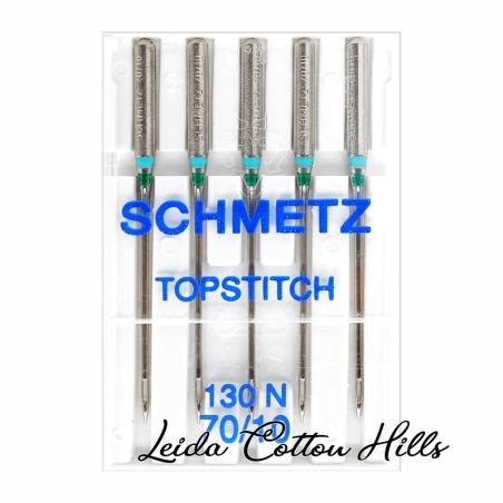 Agujas para pespunte 70/10 con talón plano para máquina doméstica de Schmetz ∙ Leida Cotton Hills