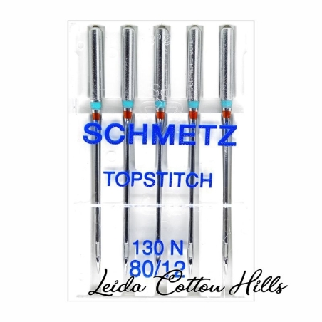 Agujas para pespunte 80/12 con talón plano para máquina doméstica de Schmetz ∙ Leida Cotton Hills