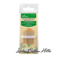 Agujas de ojo dorado para bordar Surtido 3-9 de Clover ∙ Leida Cotton Hills
