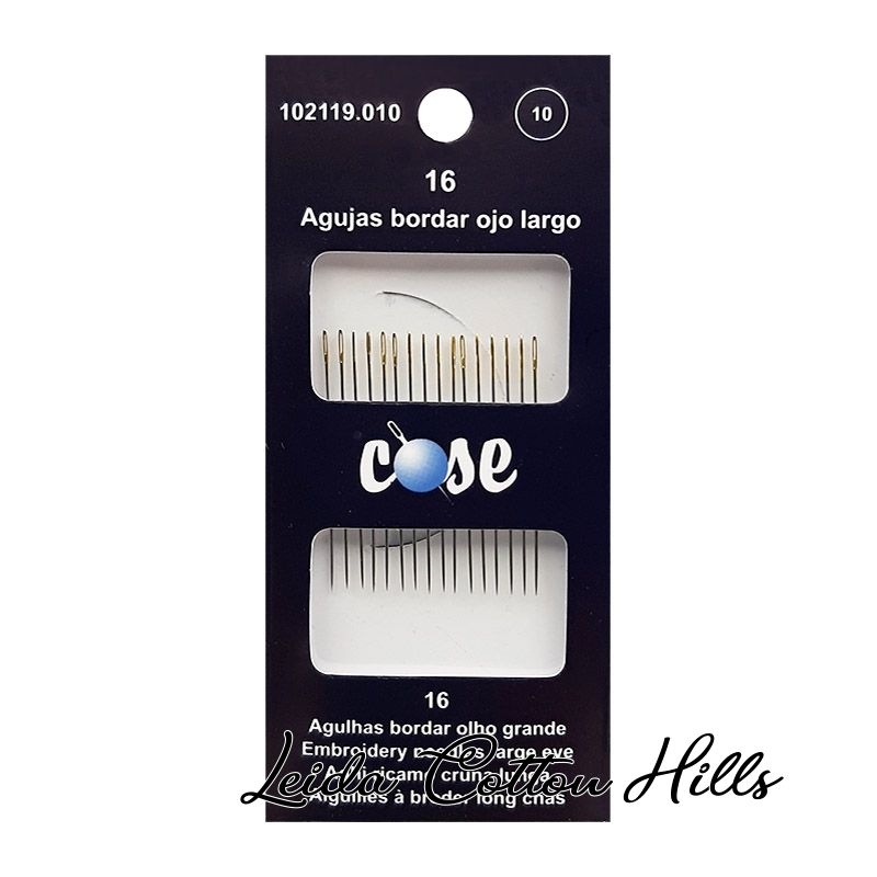 Agujas para bordar con ojo largo N.º 10 de Cose ∙ Leida Cotton Hills