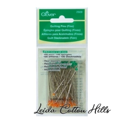 Alfileres finos para acolchado largos y con cabeza de vidrio de Clover ∙ Leida Cotton Hills