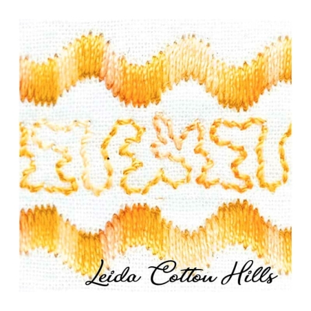 Detalle cambio de color hilo Sulky 12 wt para bordar, acolchar, sashiko... Color crema de mantequillla 4002 ∙ Leida Cotton Hills