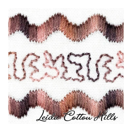 Detalle cambio de color hilo Sulky 12 wt para bordar, acolchar, sashiko... Color chocolate con leche 4011 ∙ Leida Cotton Hills